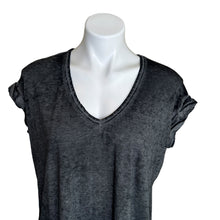 Load image into Gallery viewer, Free People | Women&#39;s Black and Gray Short Sleeve Relaxed V Neck Top | Size: XS
