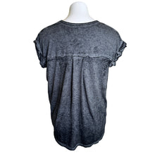 Load image into Gallery viewer, Free People | Women&#39;s Black and Gray Short Sleeve Relaxed V Neck Top | Size: XS
