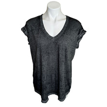 Load image into Gallery viewer, Free People | Women&#39;s Black and Gray Short Sleeve Relaxed V Neck Top | Size: XS
