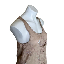 Load image into Gallery viewer, Dylan | Women&#39;s Light Brown Silk Blend Floral Lasercut Tank Top | Size: XS
