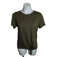 Load image into Gallery viewer, Social Standard | Women&#39;s Olive Green Short Sleeve Tie Front Tee with Tags | Size: L
