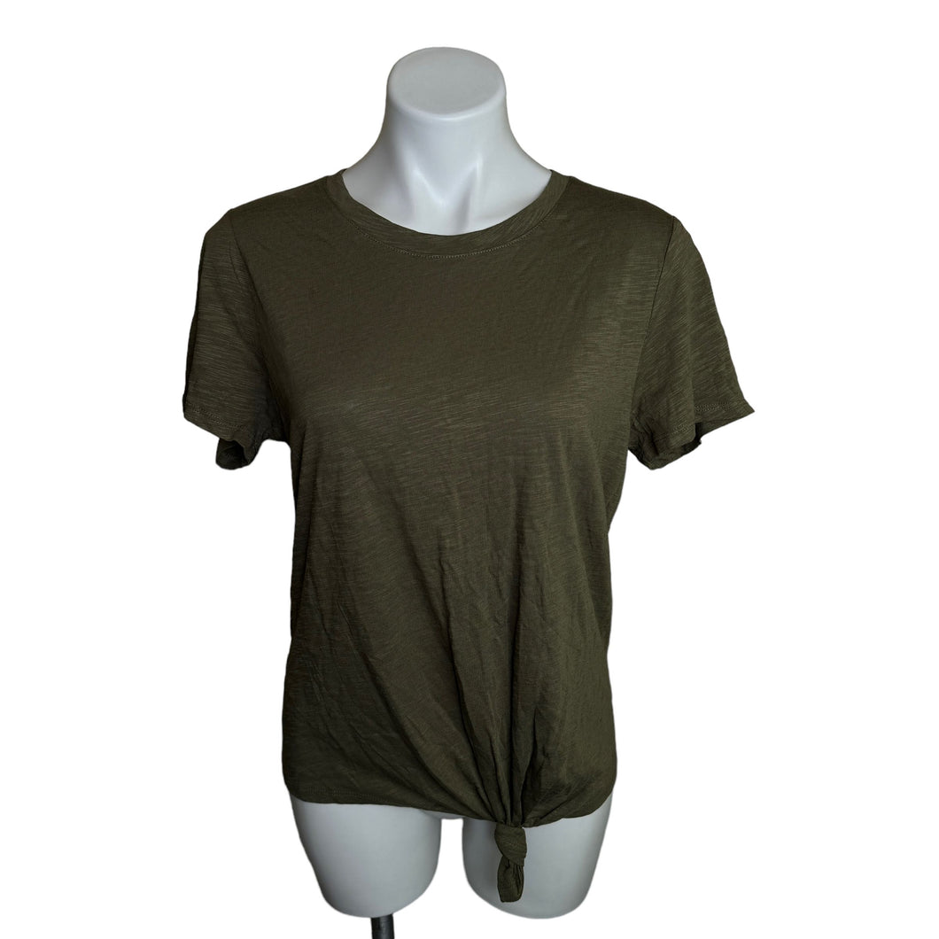 Social Standard | Women's Olive Green Short Sleeve Tie Front Tee with Tags | Size: L