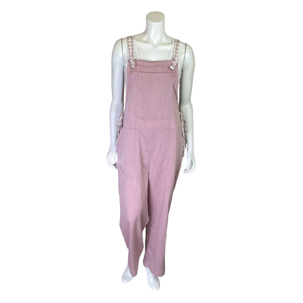 Hem & Thread | Women's Pink and Cream Plaid Jumpsuit | Size: L