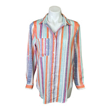 Load image into Gallery viewer, Women&#39;s Bright and Colorful Stripe Button Down Top | Size: S
