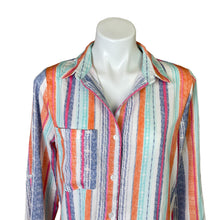 Load image into Gallery viewer, Women&#39;s Bright and Colorful Stripe Button Down Top | Size: S
