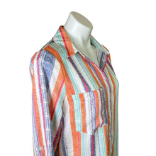 Load image into Gallery viewer, Women&#39;s Bright and Colorful Stripe Button Down Top | Size: S
