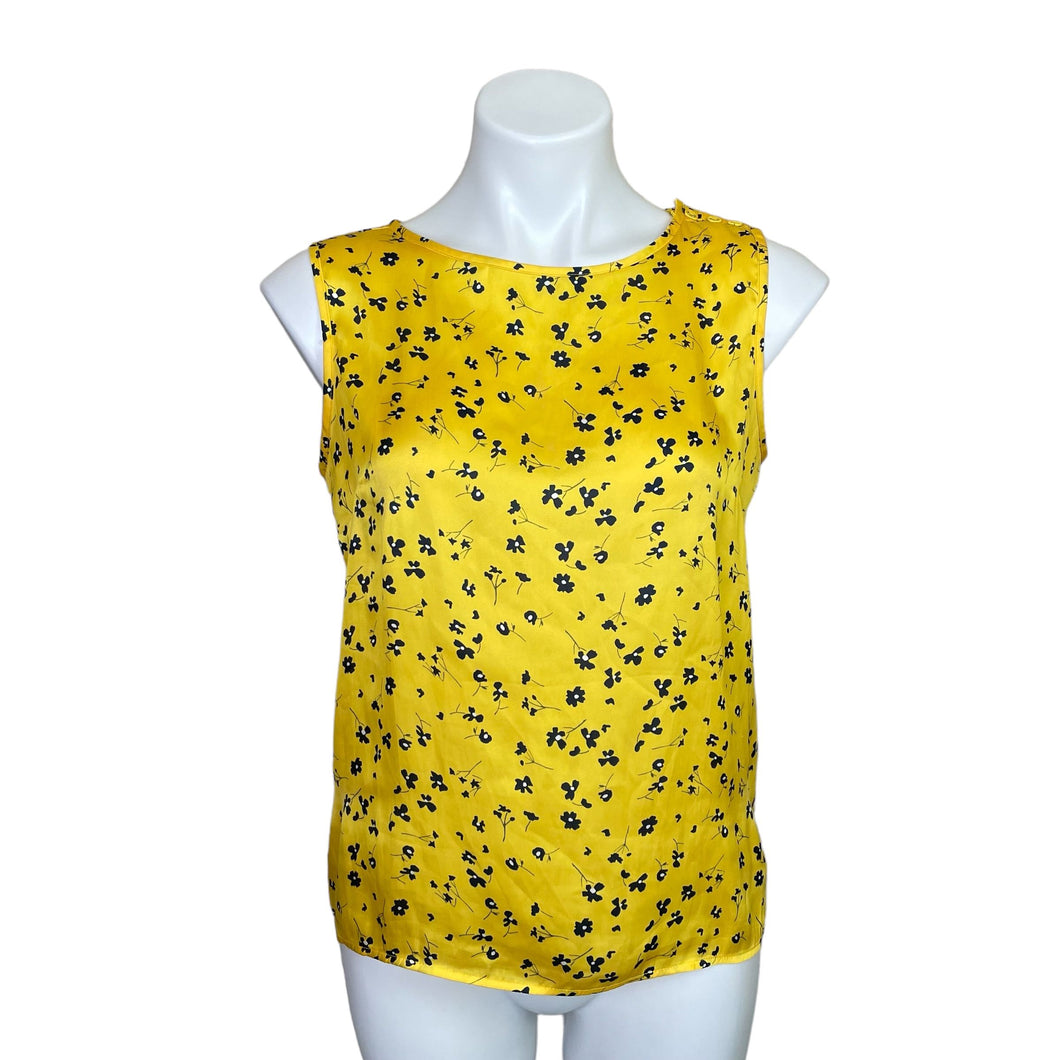 Banana Republic | Women's Yellow and Blue Silky Sleeveless Blouse | Size: XS