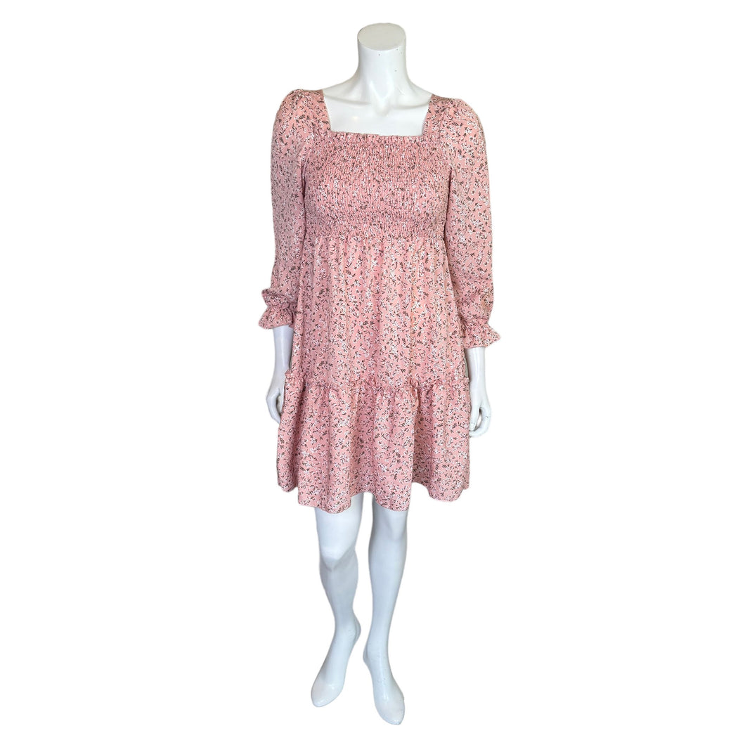 Floerns | Women's Pink Floral Boho Print Long Sleeve Mini Dress with Tags | Size: XS