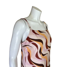 Load image into Gallery viewer, Originality | Women&#39;s Pink and Brown 70s Pattern Cami Mini Dress | Size: XL
