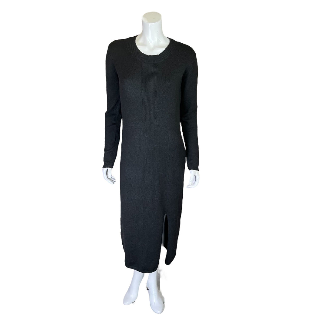 Pretty Little Thing | Women's Black Recycled Split Front Knitted Midi Dress with Tags | Size: L