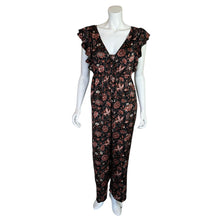 Load image into Gallery viewer, Madewell | Women&#39;s Black and Pink Deep-V Ruffled Jumpsuit in Pampas Blooms with Tags | Size: S
