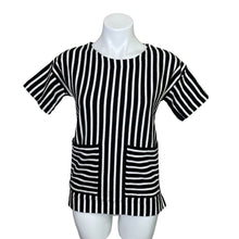 Load image into Gallery viewer, Madewell | Women&#39;s Black and White Stripe Short Sleeve Knit Pullover Top | Size: XS
