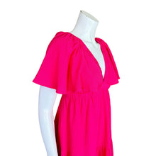 Load image into Gallery viewer, Fab&#39;rik | Women&#39;s Bright Pink Short Sleeve Tiered Midi Dress | Size: M
