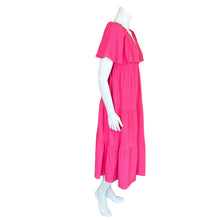 Load image into Gallery viewer, Fab&#39;rik | Women&#39;s Bright Pink Short Sleeve Tiered Midi Dress | Size: M
