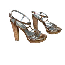 Load image into Gallery viewer, Ann Taylor | Women&#39;s Rose Gold Strap Cork Platform Heel Sandals | Size: 7.5
