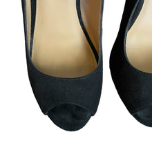 Load image into Gallery viewer, Ann Taylor | Women&#39;s Black Suede Strap Open Toe Heels | Size: 7
