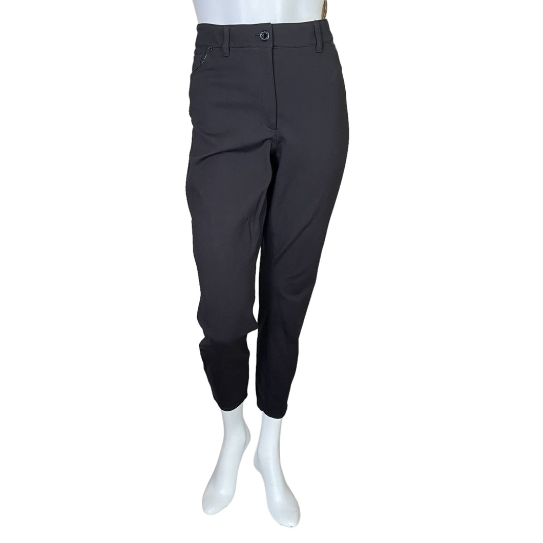 White House Black Market | Womens Black Knit and Vegan Trim The Skinny Ankle Pants | Size: 14