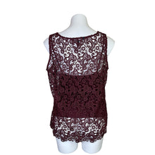 Load image into Gallery viewer, White House Black Market | Womens Burgundy Lace Sleeveless Top | Size: L
