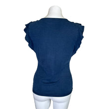 Load image into Gallery viewer, White House Black Market | Blue Chambray Ruffle Sleeve Top | Size: XS
