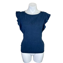 Load image into Gallery viewer, White House Black Market | Blue Chambray Ruffle Sleeve Top | Size: XS
