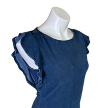 Load image into Gallery viewer, White House Black Market | Blue Chambray Ruffle Sleeve Top | Size: XS
