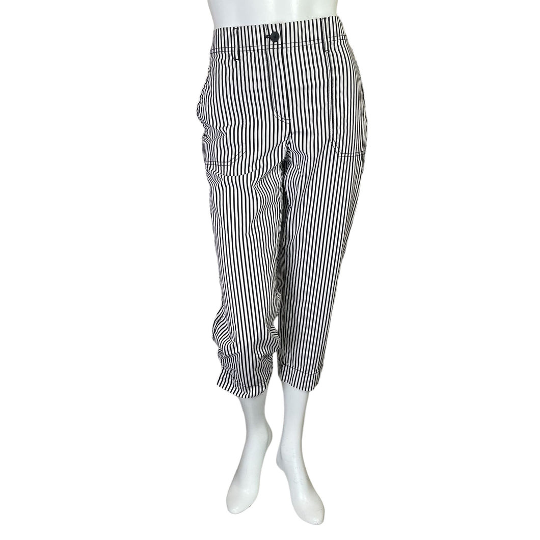 Chico's | Women's Black and White Stripe Crop Pants | Size: 8