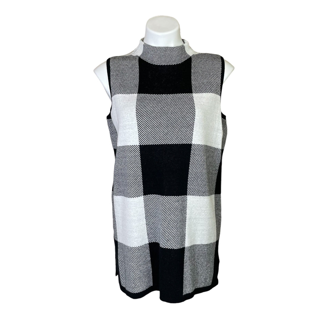 Chico's | Women's Black and White Zenergy Plaid Mockneck Tank with Tags | Size: M