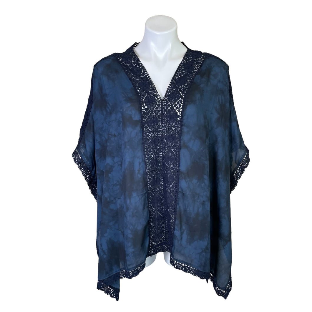 Chico's | Women's Blue Tie Dye Lace Poncho with Tags | Size: S/M