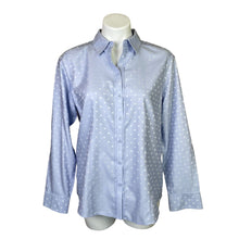 Load image into Gallery viewer, Chico&#39;s | Women&#39;s Light Blue and White Polkadot No-Iron Button Down Long Sleeve Shirt with Tags | Size: M
