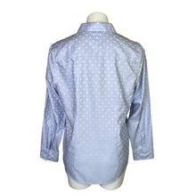 Load image into Gallery viewer, Chico&#39;s | Women&#39;s Light Blue and White Polkadot No-Iron Button Down Long Sleeve Shirt with Tags | Size: M
