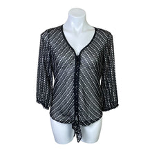 Load image into Gallery viewer, Chico&#39;s | Women&#39;s Black and White Sheer Long Sleeve Button Down Top | Size: S
