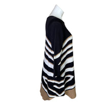 Load image into Gallery viewer, Chico&#39;s | Women&#39;s Black and Tan Animal Asymmetrical Knit Tunic Sweater with Tags | Size: M
