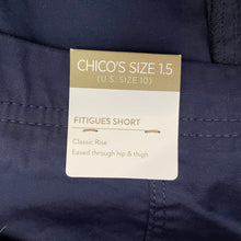 Load image into Gallery viewer, Chico&#39;s | Women&#39;s Midnight Blue Fatigues Comfort Waist Shorts with Tags | Size: 10
