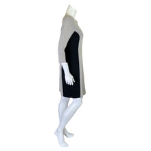 Load image into Gallery viewer, Banana Republic | Women&#39;s Black and Cream Knit Long Sleeve Shift Dress | Size: 10
