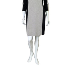 Load image into Gallery viewer, Banana Republic | Women&#39;s Black and Cream Knit Long Sleeve Shift Dress | Size: 10
