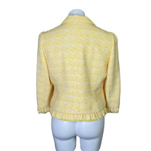 Load image into Gallery viewer, Loft | Women&#39;s Yellow and White Tweed Crop Blazer Jacket | Size: 12
