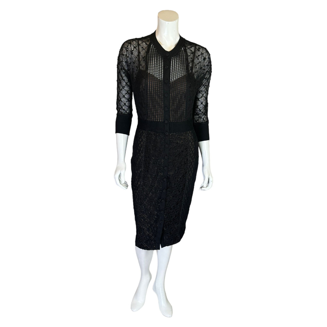 Beguile by Byron Lars | Women's Black Carissima Lace Pencil Dress with Tags | Size: 6