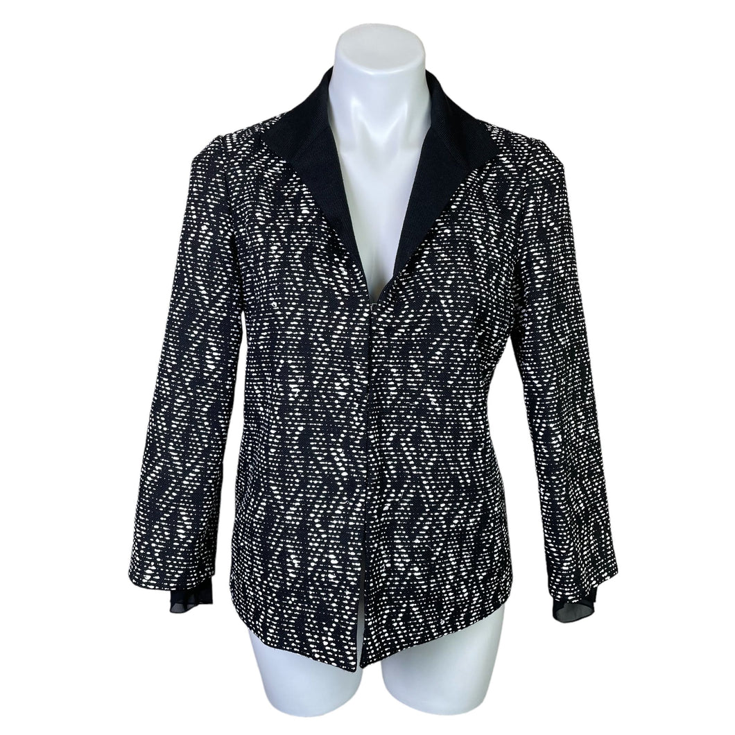 Lafayette 148 | Women's Black and White Tweed Hook Front Blazer Jacket | Size: 6