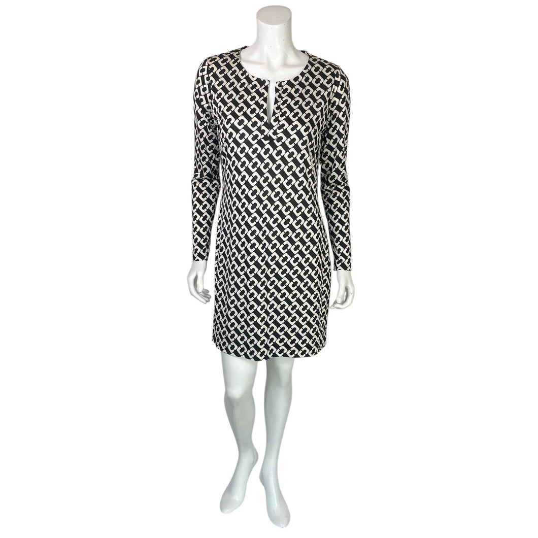 Diane Von Furstenberg | Women's Black and White Long Sleeve Dress | Size: 12