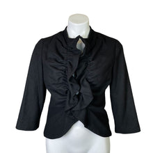 Load image into Gallery viewer, Anthropologie | Women&#39;s Black Tabitha Wool Blend Ruffle Front Crop Jacket | Size: 8
