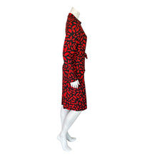 Load image into Gallery viewer, Diane Von Furstenberg | Women&#39;s Black and Red Lip Print Silk Wrap Dress | Size: 14
