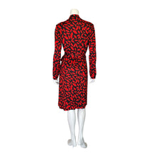 Load image into Gallery viewer, Diane Von Furstenberg | Women&#39;s Black and Red Lip Print Silk Wrap Dress | Size: 14
