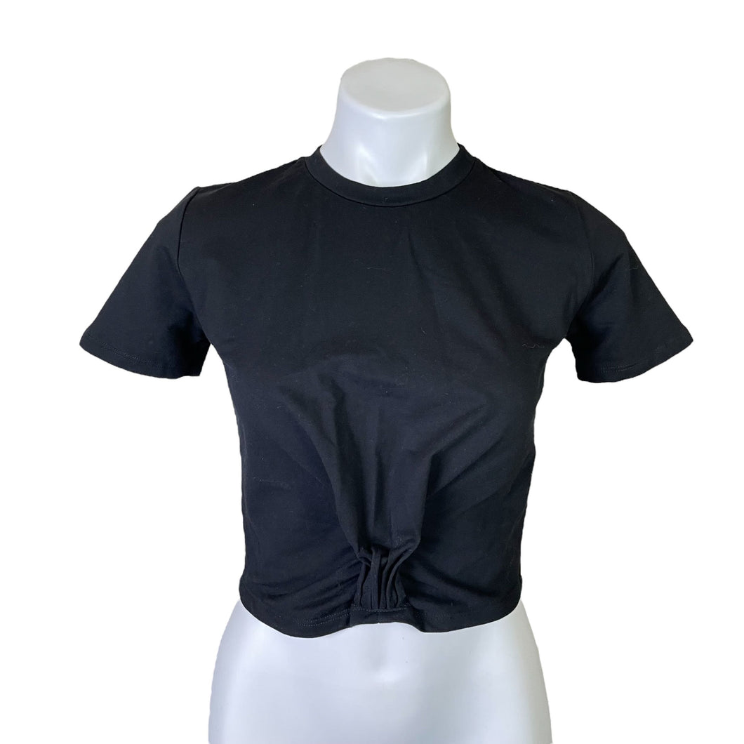 Renvy | Women's Black Short Sleeve Chinch Front Top | Size: XS