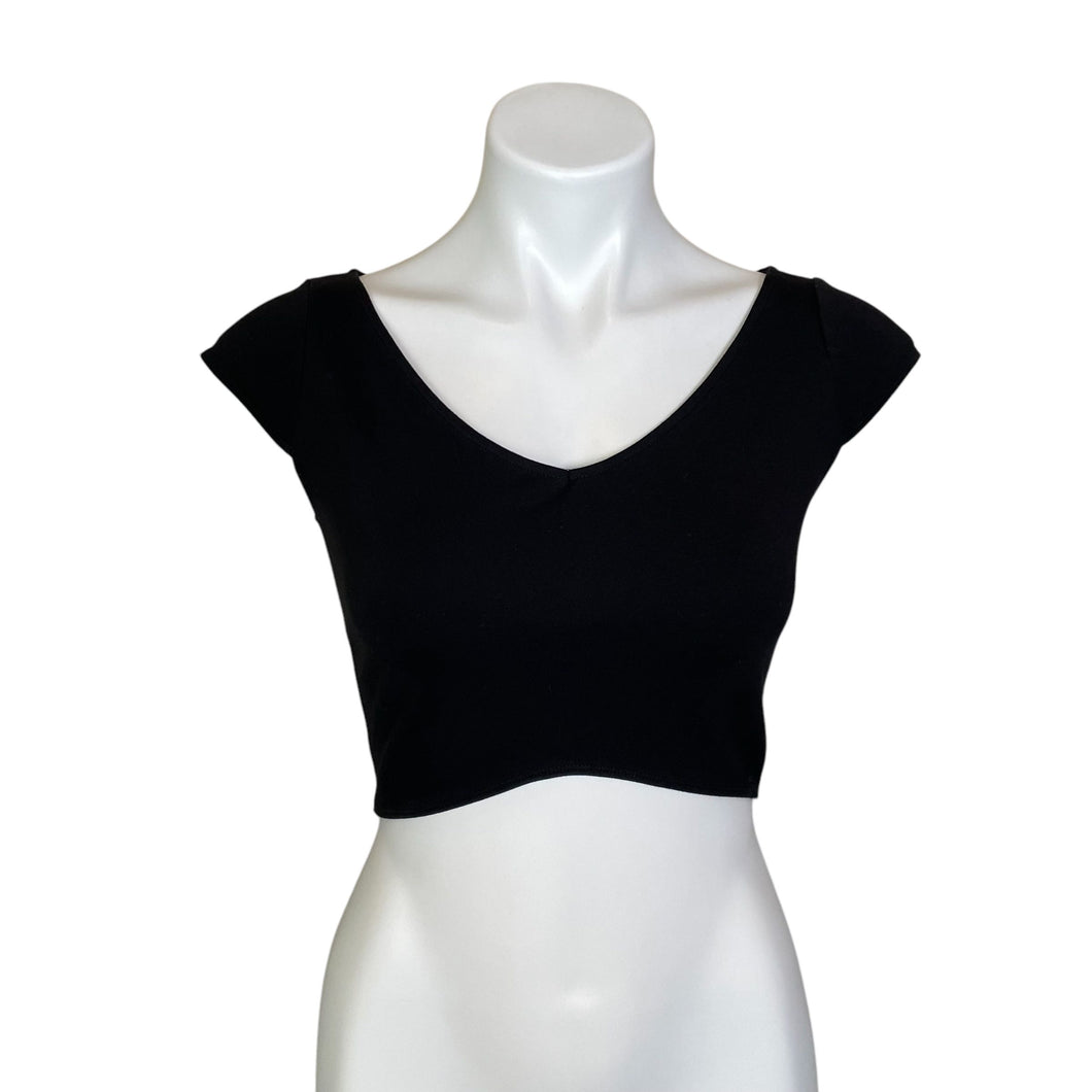 Leith | Women's Black Short Sleeve Crop Tee | Size: S