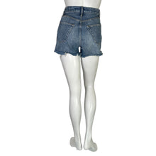 Load image into Gallery viewer, Frame | Women&#39;s Medium Wash Criss Cross Button Fly Cut Off Shorts | Size: 24
