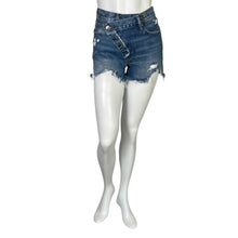 Load image into Gallery viewer, Frame | Women&#39;s Medium Wash Criss Cross Button Fly Cut Off Shorts | Size: 24
