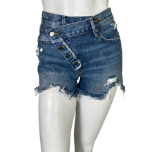 Load image into Gallery viewer, Frame | Women&#39;s Medium Wash Criss Cross Button Fly Cut Off Shorts | Size: 24
