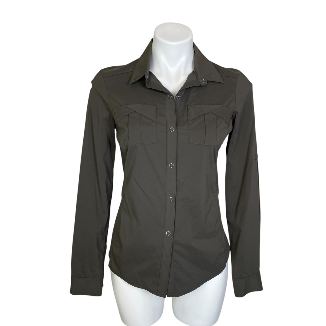 REI | Women's Dark Gray Long Sleeve Snap Down Shirt | Size: XS