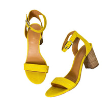 Load image into Gallery viewer, Nine West | Women&#39;s Bright Yellow Faux Leather Strap Heel | Size: 7
