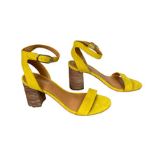 Load image into Gallery viewer, Nine West | Women&#39;s Bright Yellow Faux Leather Strap Heel | Size: 7
